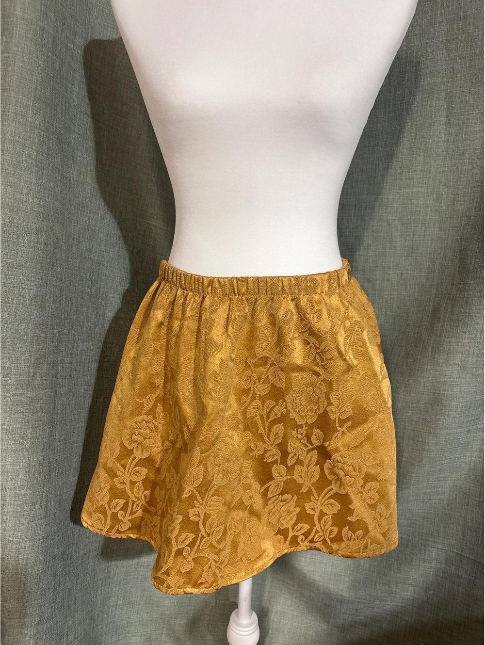 Urban Renewal Mustard Yellow Floral Jacquard Mini Skirt